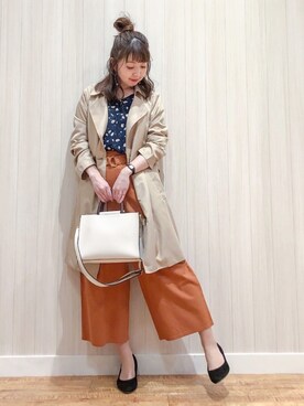 「DRESKIP（ドレスキップ）のアイテム（トレンチコート）」を使った、リナさん（レディース・160cm）の春コーディネート