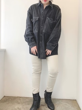 「rag & bone（ラグアンドボーン）のアイテム（ブーツ）」を使った、ヨネマルアヤさん（レディース・155cm）の冬コーディネート