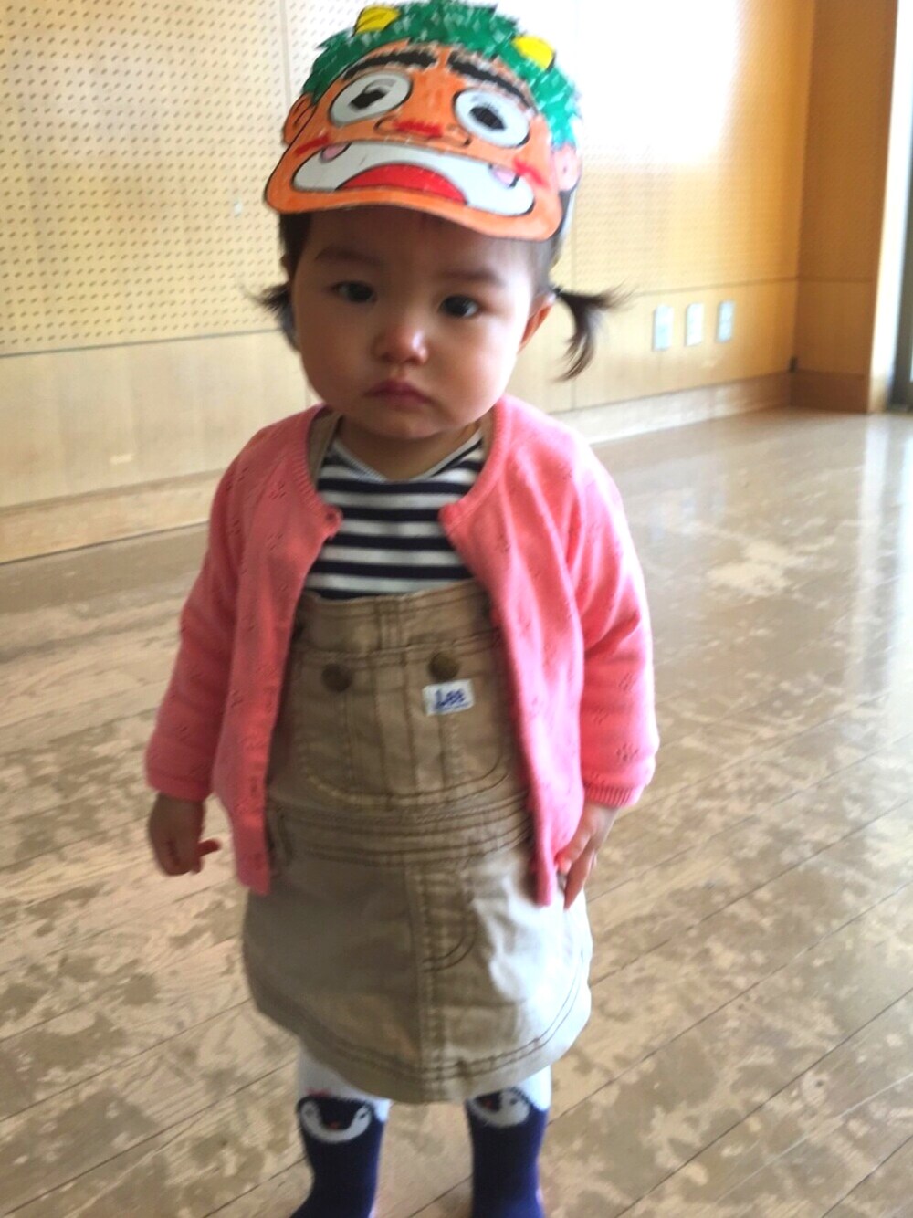 「1歳、女の子、キッズコーデ、ツインテール、節分、鬼、ジャンパースカート」｜「nextのアイテム（Tシャツ/カットソー、その他）」を使った、UTAさん（キッズ・70cm）の冬コーディネートの1枚目の写真