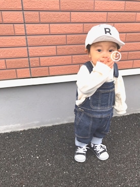 「1歳5ヶ月」｜「アイテム（サロペット/オーバーオール）」を使った、IORI☺︎さん（キッズ・80cm）の春コーディネート
