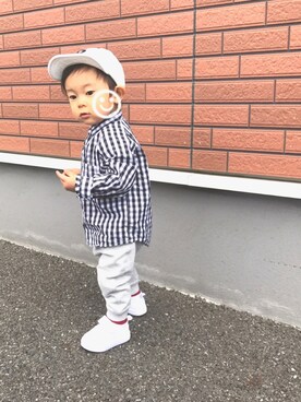 「1歳6ヶ月」｜「アイテム（キャップ）」を使った、IORI☺︎さん（キッズ・80cm）の春コーディネート