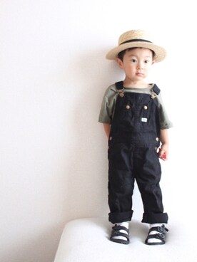 「サンダルに靴下」｜「アイテム（オールインワン・サロペット）」を使った、IORI☺︎さん（キッズ・90cm）の夏コーディネート