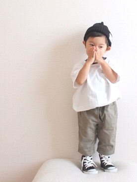 「コンバース ハイカット」｜「アイテム（ニットキャップ/ビーニー）」を使った、IORI☺︎さん（キッズ・90cm）の夏コーディネート