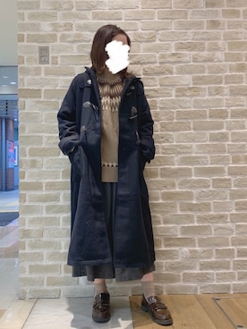 「ニットコーデ」｜「アイテム（ダッフルコート）」を使った、おみぃさん（レディース・157cm）の冬コーディネート