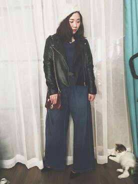 「passage mignon/flaneur（パサージュミニョンフラヌール）のアイテム（ハンチング/ベレー帽）」を使った、魏单纯さん（レディース・161cm）の冬コーディネート