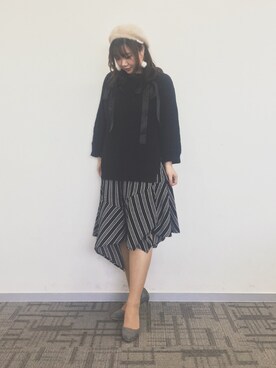 「passage mignon/flaneur（パサージュミニョンフラヌール）のアイテム（ハンチング/ベレー帽）」を使った、魏单纯さん（レディース・161cm）の冬コーディネート