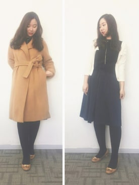 「MONKI（モンキ）のアイテム（ブルゾン）」を使った、魏单纯さん（レディース・161cm）の冬コーディネート