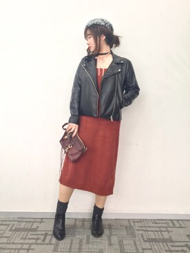 「passage mignon/flaneur（パサージュミニョンフラヌール）のアイテム（ハンチング/ベレー帽）」を使った、魏单纯さん（レディース・161cm）の冬コーディネート