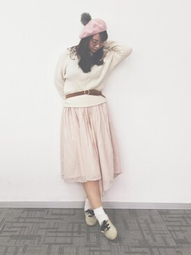 「MONKI（モンキ）のアイテム（帽子）」を使った、魏单纯さん（レディース・161cm）の秋コーディネート