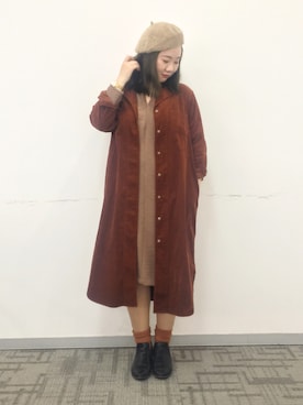 「passage mignon/flaneur（パサージュミニョンフラヌール）のアイテム（ハンチング/ベレー帽）」を使った、魏单纯さん（レディース・161cm）の春コーディネート