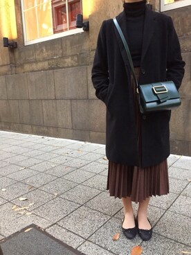 「LEPSIM（レプシィム）のアイテム（チェスターコート）」を使った、花 菜さん（レディース・164cm）の冬コーディネート
