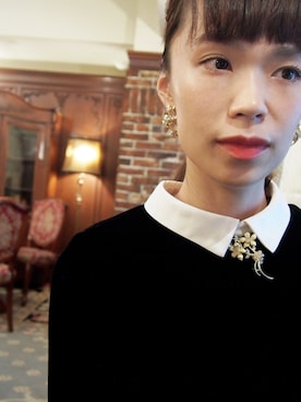 「アイテム（ブローチ/コサージュ）」を使った、Histoire_officialさん（レディース・158cm）の春コーディネート