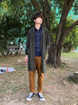 「アイテム（チノパンツ、オレンジ系）」を使った、S__YCCさん（メンズ・177cm）の秋コーディネート