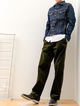 「足長効果」｜「アイテム（デニムジャケット）」を使った、ゆうさん（メンズ・183cm）の冬コーディネート