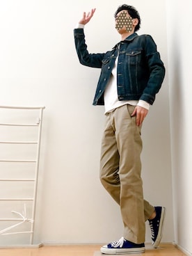「SAINT LAURENT PARIS（サンローランパリ）のアイテム（デニムジャケット）」を使った、ゆうさん（メンズ・183cm）の春コーディネート