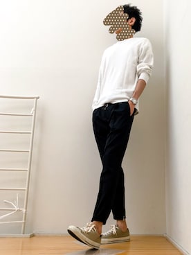 「リラックスパンツ」｜「アイテム（スラックス）」を使った、ゆうさん（メンズ・183cm）の春コーディネート