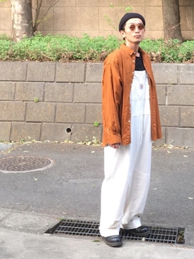 「オーバーシャツ」｜「アイテム（サロペット/オーバーオール）」を使った、SHUSKさん（メンズ・178cm）の春コーディネート