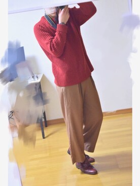 「YANTOR（ヤントル）のアイテム（トップス）」を使った、ねむさん（メンズ・180cm）の冬コーディネート