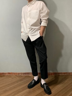「白靴下」｜「アイテム（ローファー）」を使った、がっきー！さん（メンズ・172cm）の夏コーディネート