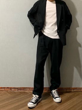 「CONVERSE（コンバース）のCONVERSE コンバース オール スター オックス / ALL STAR OX(BLACK) 32160321（スニーカー）」を使った、がっきー！さん（メンズ・172cm・20代）の秋コーディネート