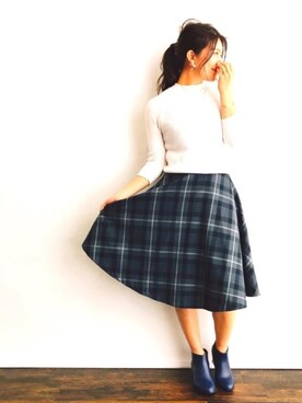 「H&M（エイチ・アンド・エム）のアイテム（ニット/セーター）」を使った、magaaさん（レディース・159cm）の秋コーディネート