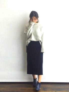 「H&M（エイチ・アンド・エム）のアイテム（ニット/セーター）」を使った、magaaさん（レディース・159cm）の秋コーディネート