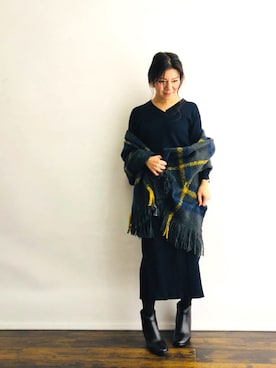 「アイテム（ストール/ショール）」を使った、magaaさん（レディース・159cm）の冬コーディネート