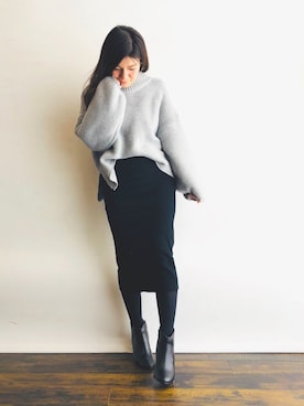 「H&M（エイチ・アンド・エム）のアイテム（スカート）」を使った、magaaさん（レディース・159cm）の冬コーディネート