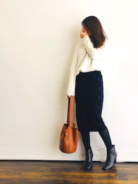 「H&M（エイチ・アンド・エム）のアイテム（スカート）」を使った、magaaさん（レディース・159cm）の冬コーディネート