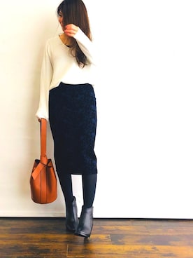 「H&M（エイチ・アンド・エム）のアイテム（スカート）」を使った、magaaさん（レディース・159cm）の冬コーディネート