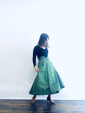 「PLAIN CLOTHING（プレーンクロージング）のアイテム（パンプス）」を使った、magaaさん（レディース・159cm）の春コーディネート