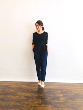 「スラックスパンツ」｜「アイテム（アクセサリー）」を使った、magaaさん（レディース・159cm）の夏コーディネート