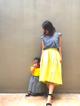 「ギンガムチェックシャツ」｜magaaさん（レディース・159cm）の夏コーディネート