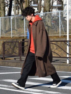 「RYO TAKASHIMA（リョウタカシマ）のアイテム（スラックス）」を使った、むかいさん（メンズ・170cm）の冬コーディネート