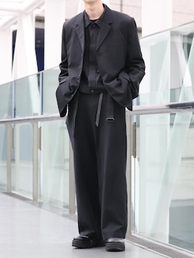 「Y's（ワイズ）のアイテム（スラックス）」を使った、むかいさん（メンズ・170cm）の冬コーディネート