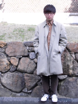 「アイテム（ステンカラーコート）」を使った、Kenichℹ︎さん（メンズ・170cm・10代）の春コーディネート