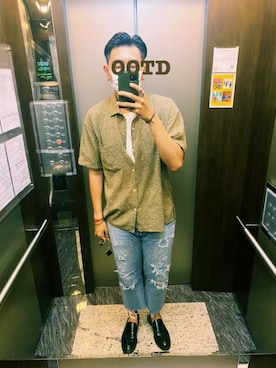 「WHILE（ワイル）のアイテム」を使った、Fat SOさん（メンズ・181cm）の夏コーディネート