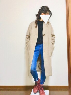 「Discoat Parisien」｜「アイテム（ノーカラージャケット）」を使った、ぐりさん（レディース・152cm）の冬コーディネート