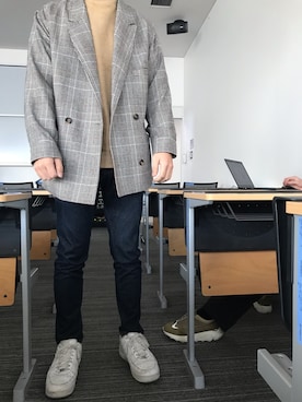「remer（リメール）のアイテム（テーラードジャケット）」を使った、usankusaoさん（メンズ・170cm）の冬コーディネート