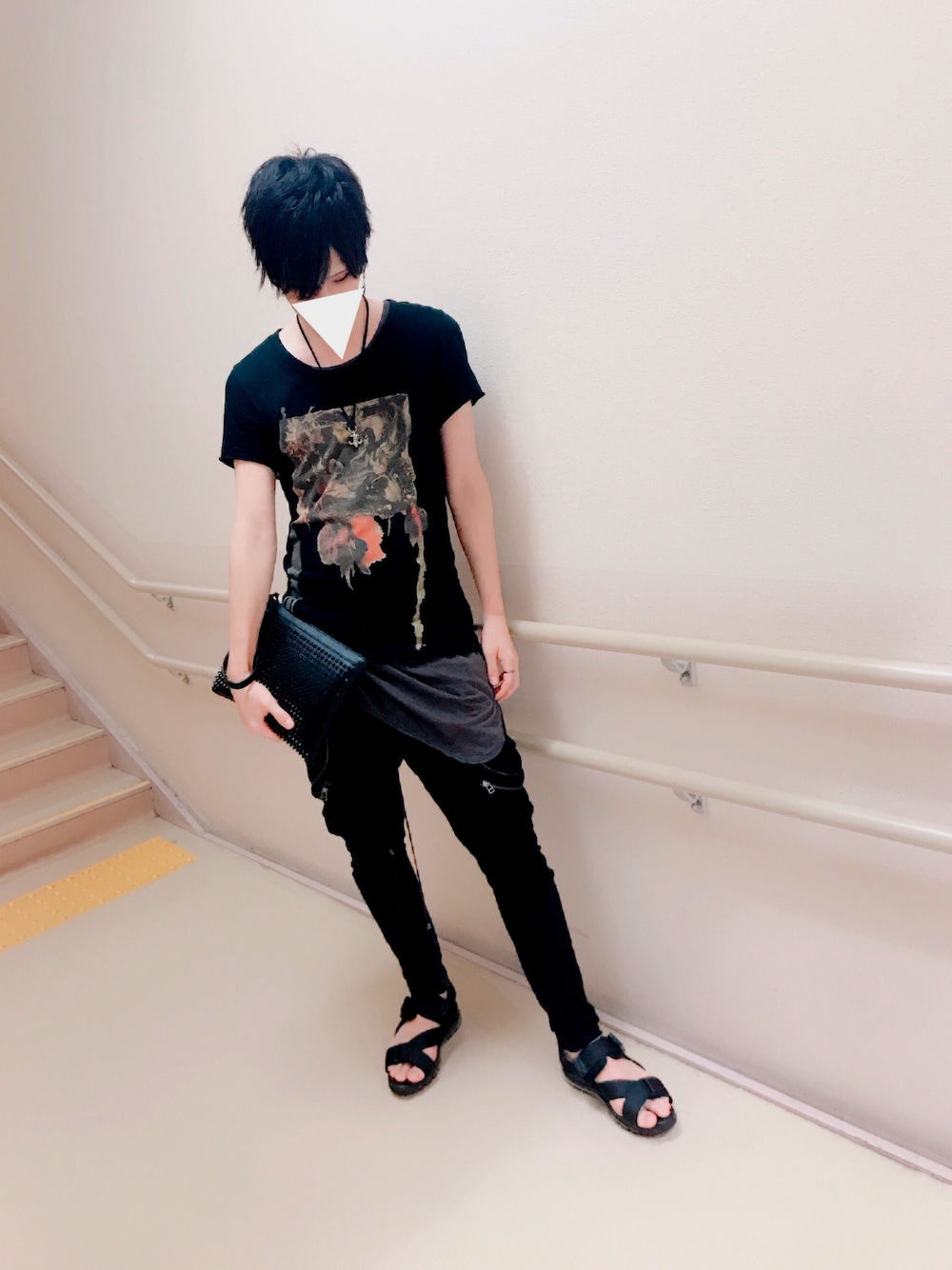 「ROYAL FLASH、IF SIX WAS NINE、HARE、Chrome Hearts、tank top、おしゃれさんと繋がりたい、CATORCE、gunda、あついからTシャツ」｜「IF SIX WAS NINEのIF SIX WAS NINE/イフ シックス ワズ ナイン/RockOffMK/LSCM（Tシャツ/カットソー、ブラック系）」を使った、ゆうたそさん（メンズ・183cm）の夏コーディネートの1枚目の写真