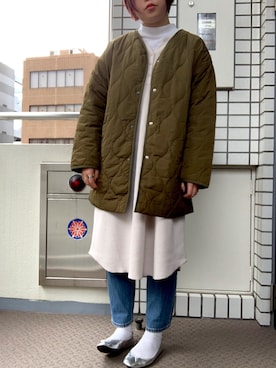 「キルティングコート」｜cocoさん（レディース・162cm）の冬コーディネート