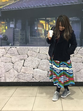 「BSTR」｜「アイテム（ピーコート）」を使った、ふみこさん（レディース・152cm）の冬コーディネート