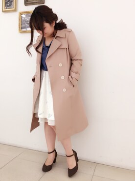 「BSTR」｜「アイテム（トレンチコート）」を使った、ふみこさん（レディース・152cm）の冬コーディネート