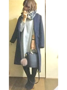 「Te chichi TERRASSE（テチチテラス）のアイテム（チェスターコート）」を使った、umicoさん（レディース・158cm）の冬コーディネート