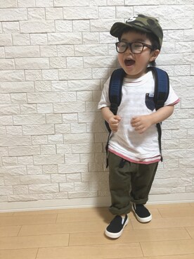 「カモフラキャップ」｜sasa86さん（キッズ・90cm）の春コーディネート