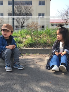 「CUBE SUGAR（キューブシュガー）のアイテム（ジャケット/アウター）」を使った、sasa86さん（キッズ・90cm）の春コーディネート