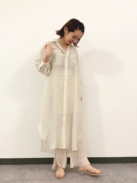 「Chico（チコ）のアイテム（シャツワンピース）」を使った、uraさん（レディース・158cm）の春コーディネート