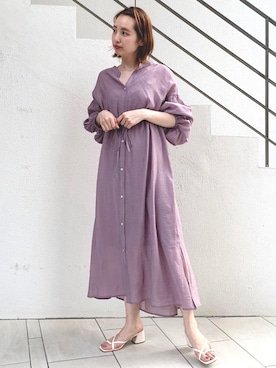 「Chico（チコ）のアイテム（シャツワンピース）」を使った、uraさん（レディース・158cm）の春コーディネート