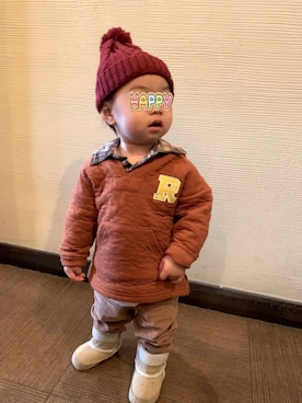「no brand（ノーブランド）のアイテム（ブーツ）」を使った、lenlen23さん（キッズ・80cm）の冬コーディネート