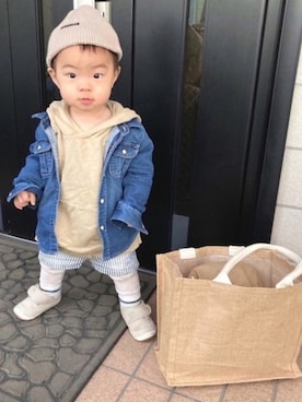 「JUNK STORE（ジャンクストアー）のアイテム（パンツ）」を使った、lenlen_rinrinさん（キッズ・80cm）の春コーディネート